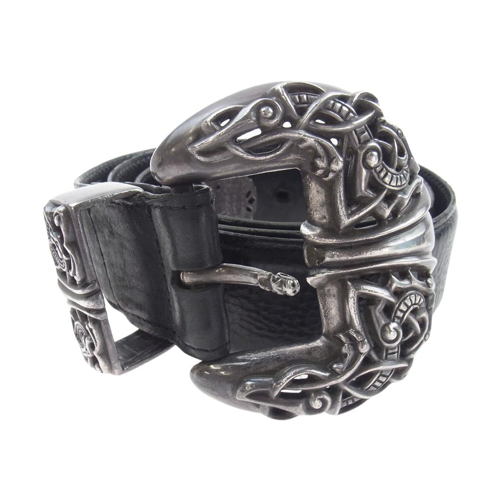 CHROME HEARTS クロムハーツ（原本無） BLT CLT TALON 3PC ケルティック タロン 3ピース レザー ベルト バックル ストラップ 36インチ ブラック系 シルバー系【中古】