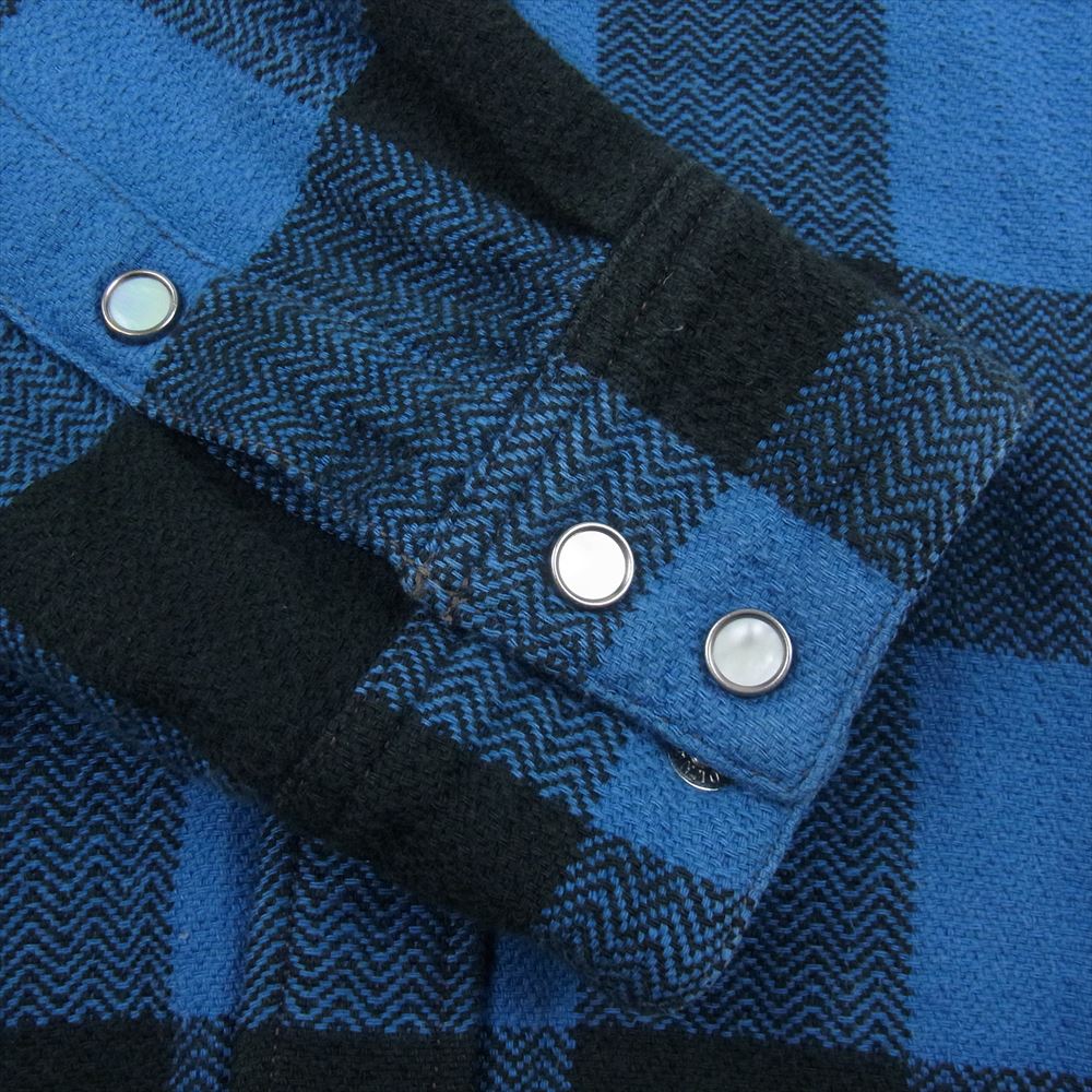 THE FLAT HEAD ザフラットヘッド ヘビーネル チェック ウエスタン シャツ ブルー系 ブラック系 38【中古】