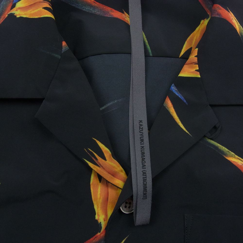 ATTACHMENT アタッチメント 19SS KS91-079 ストレッチ タフタ オープンカラー 半袖シャツ ブラック ブラック系 3【中古】