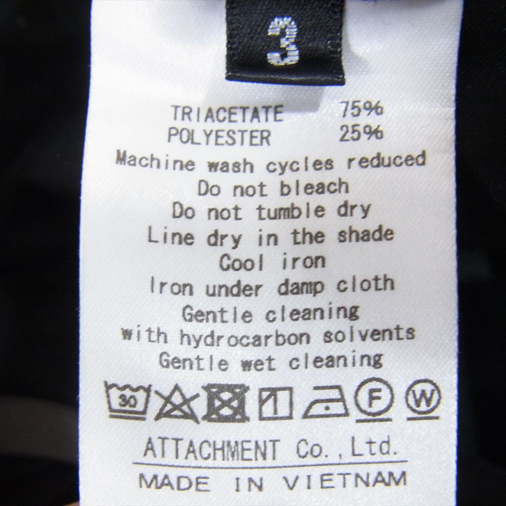 ATTACHMENT アタッチメント KP83-012 TA/PE ライト ストレッチ ギャバ ワイド ジョッパーズ パンツ ブラック系 3【中古】