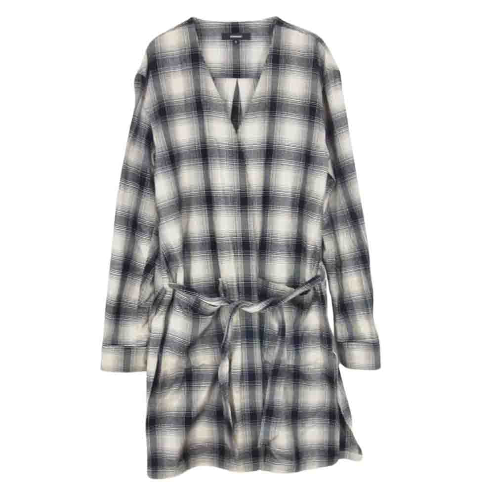 ATTACHMENT アタッチメント 15AW AC52-237 超長綿 ネルチェック ローブコート ブラック系 3【中古】
