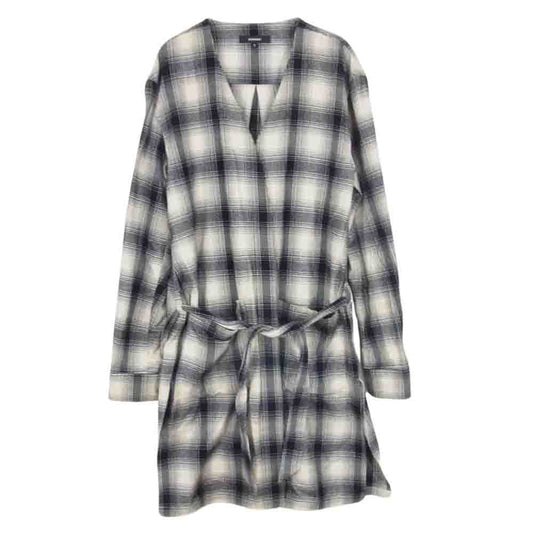 ATTACHMENT アタッチメント 15AW AC52-237 超長綿 ネルチェック ローブコート ブラック系 3【中古】