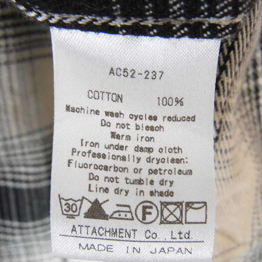 ATTACHMENT アタッチメント 15AW AC52-237 超長綿 ネルチェック ローブコート ブラック系 3【中古】