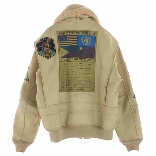 AVIREX アヴィレックス 201013 G-1 TOP GUN トップガン 初期モデル レザー フライト ジャケット ベージュ系【中古】