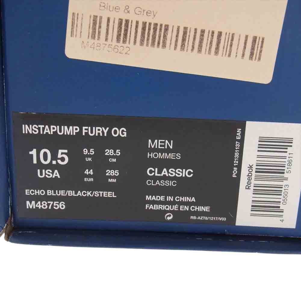 Reebok リーボック M48756 NSTA PUMP FURY OG インスタ ポンプフューリー オージー スニーカー ブルー系 ブラック系 28.5cm【中古】