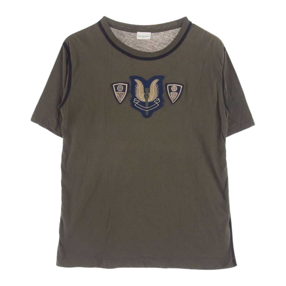 DRIES VAN NOTEN ドリスヴァンノッテン 2023845 国内正規品 エンブレム パッチ ワッペン 半袖 Tシャツ カーキ系 L【中古】