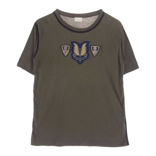 DRIES VAN NOTEN ドリスヴァンノッテン 2023845 国内正規品 エンブレム パッチ ワッペン 半袖 Tシャツ カーキ系 L【中古】