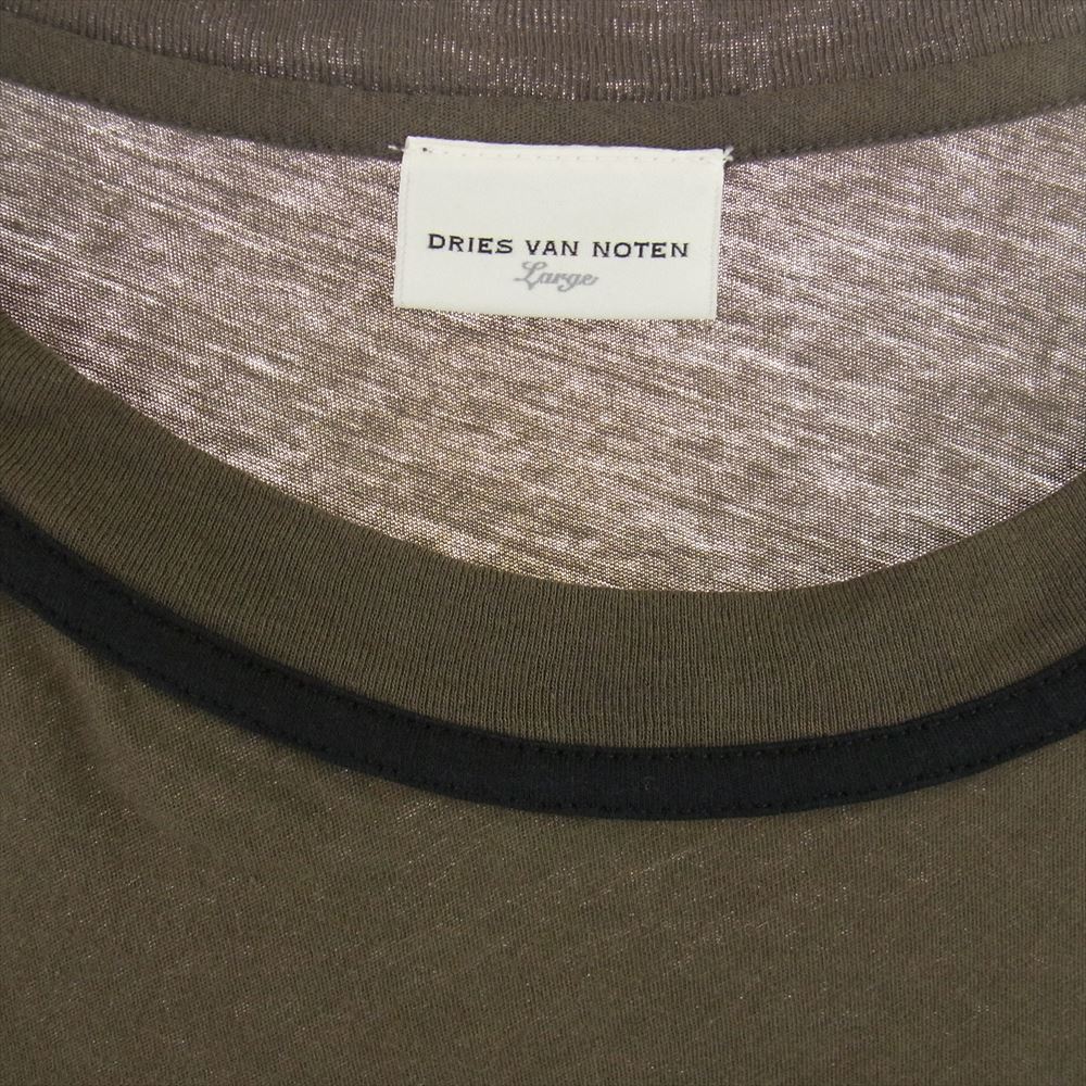 DRIES VAN NOTEN ドリスヴァンノッテン 2023845 国内正規品 エンブレム パッチ ワッペン 半袖 Tシャツ カーキ系 L【中古】