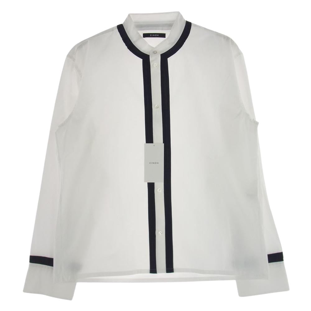 チノー 20SS 20SST301 コットン テープ バンドカラー ノーカラー 長袖 シャツ ホワイト系 46【極上美品】【中古】