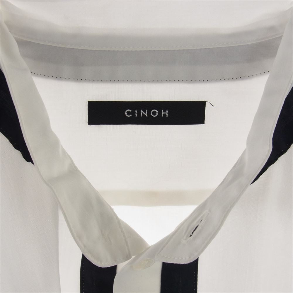 チノー 20SS 20SST301 コットン テープ バンドカラー ノーカラー 長袖 シャツ ホワイト系 46【極上美品】【中古】