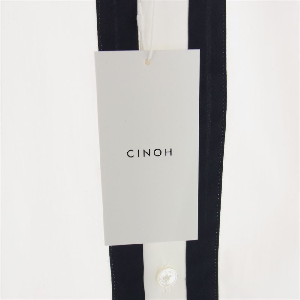 チノー 20SS 20SST301 コットン テープ バンドカラー ノーカラー 長袖 シャツ ホワイト系 46【極上美品】【中古】