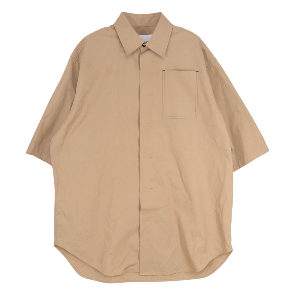JIL SANDER ジルサンダー HS JM BM 0024 国内正規品 比翼 オーバーサイズ コットン 半袖 シャツ ブラウン系 39【美品】【中古】