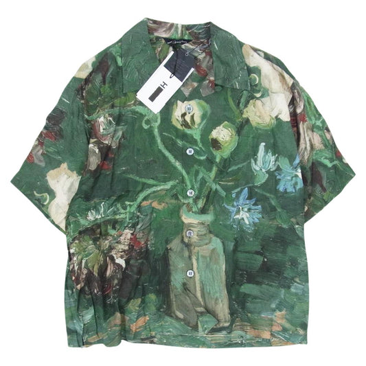 UNUSED アンユーズド US1630-C133s3 Van Gogh Museum Small Bottle with Peonies and Blue Delphinums ゴッホ 半袖 総柄 シャツ グリーン系 3【極上美品】【中古】