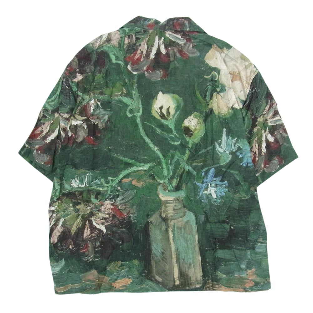 UNUSED アンユーズド US1630-C133s3 Van Gogh Museum Small Bottle with Peonies and Blue Delphinums ゴッホ 半袖 総柄 シャツ グリーン系 3【極上美品】【中古】