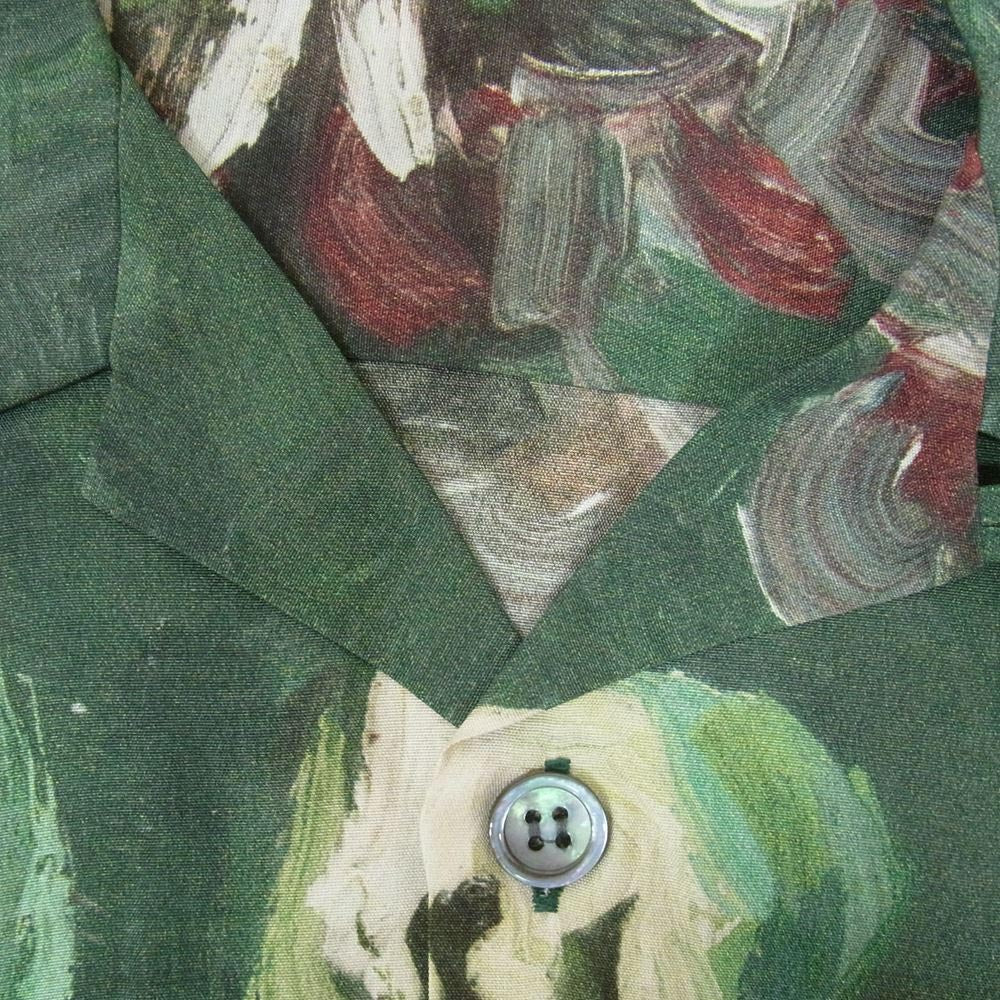 UNUSED アンユーズド US1630-C133s3 Van Gogh Museum Small Bottle with Peonies and Blue Delphinums ゴッホ 半袖 総柄 シャツ グリーン系 3【極上美品】【中古】