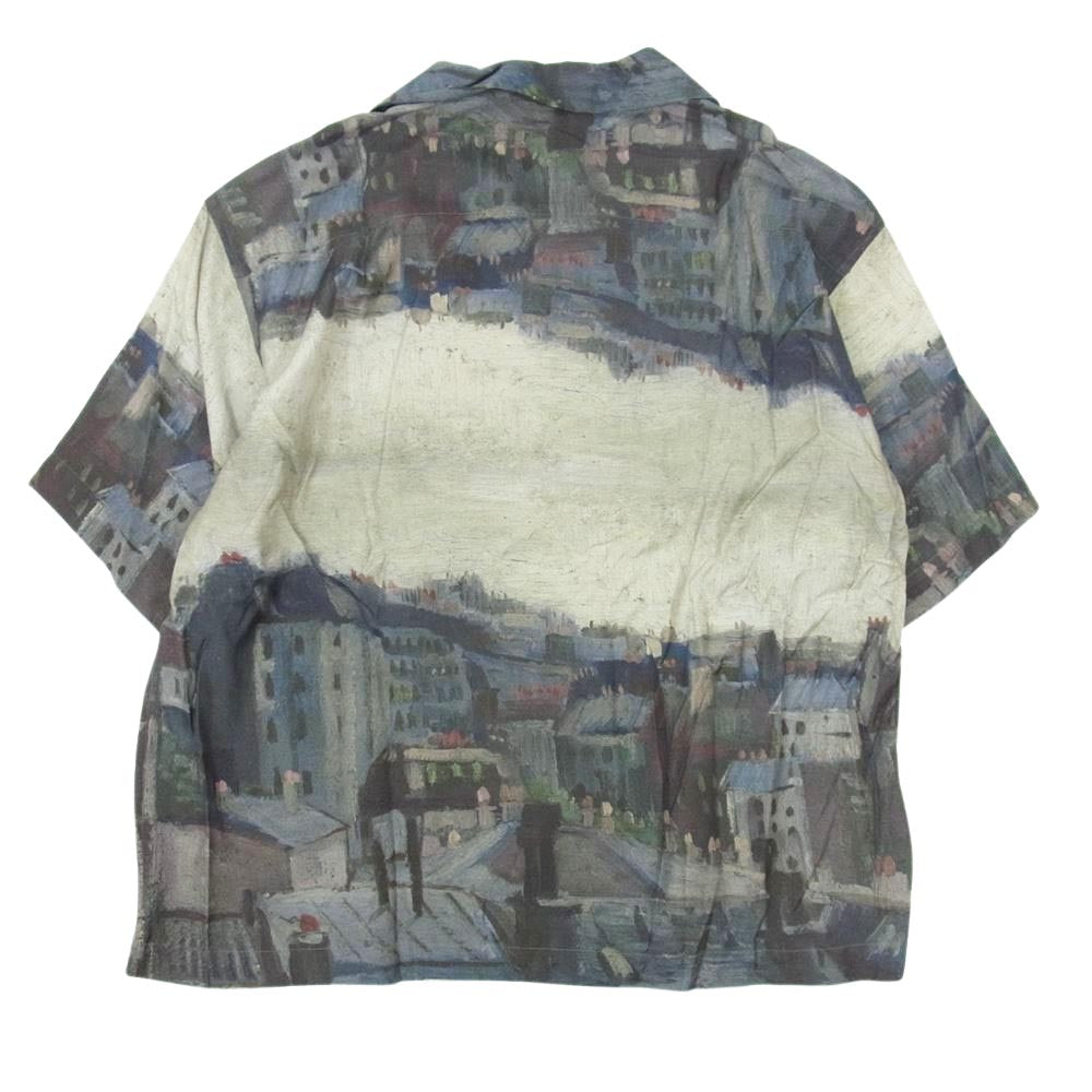 UNUSED アンユーズド US1632-C105s3 Van Gogh Museum View from Vincents Studio ゴッホ 半袖 総柄 シャツ モスグリーン系 3【極上美品】【中古】