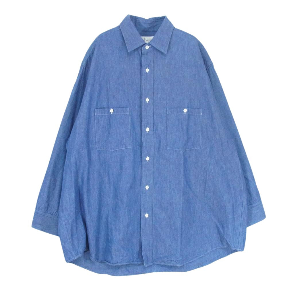 ヘリル 20-050-HL-8020-3 Cottoncashmere Workshirts コットン カシミヤ ワークシャツ ブルー系 サイズ表記無【美品】【中古】