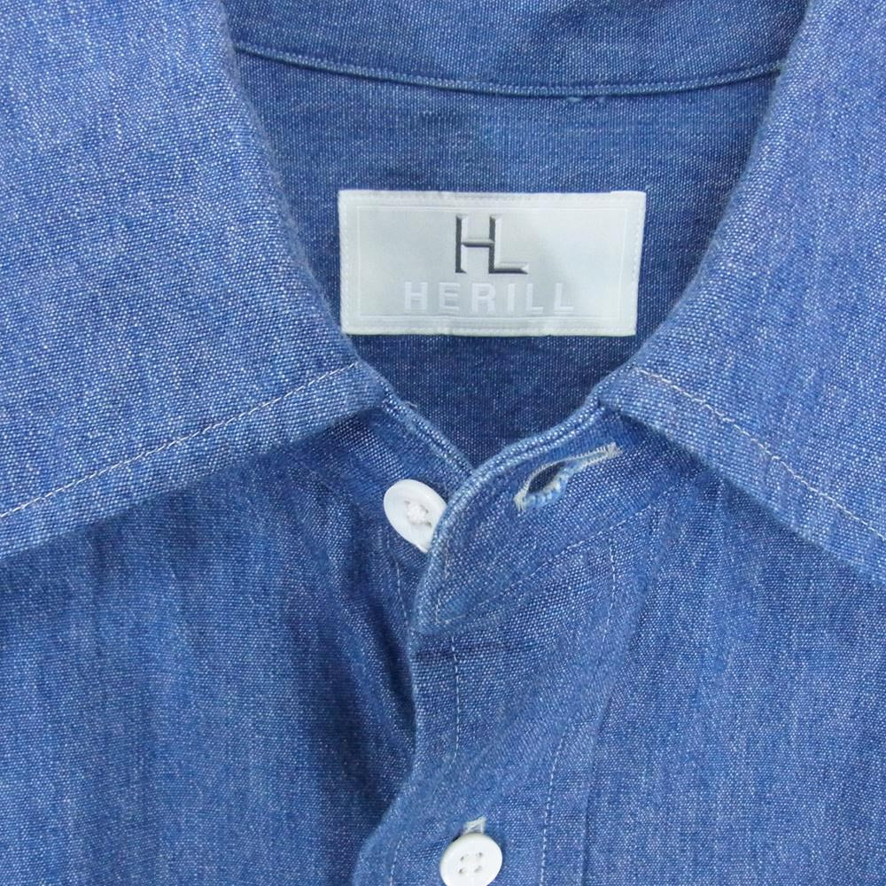 ヘリル 20-050-HL-8020-3 Cottoncashmere Workshirts コットン カシミヤ ワークシャツ ブルー系 サイズ表記無【美品】【中古】
