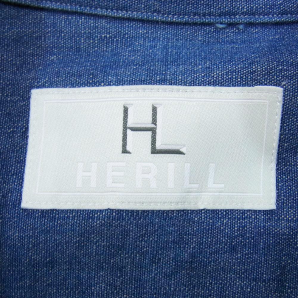 ヘリル 20-050-HL-8020-3 Cottoncashmere Workshirts コットン カシミヤ ワークシャツ ブルー系 サイズ表記無【美品】【中古】