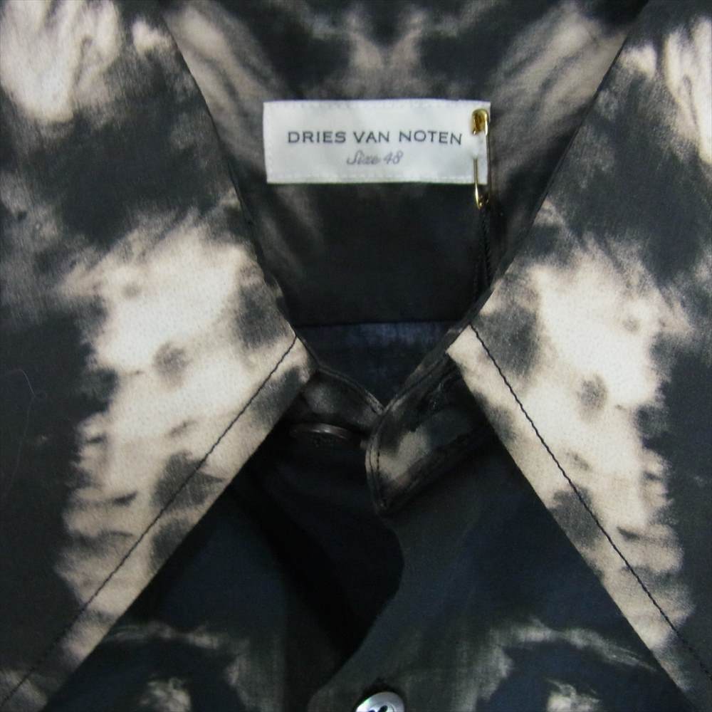 DRIES VAN NOTEN ドリスヴァンノッテン 3020700174 3770 国内正規品 タイダイ染め コットン 長袖 シャツ ブラック系 48【美品】【中古】