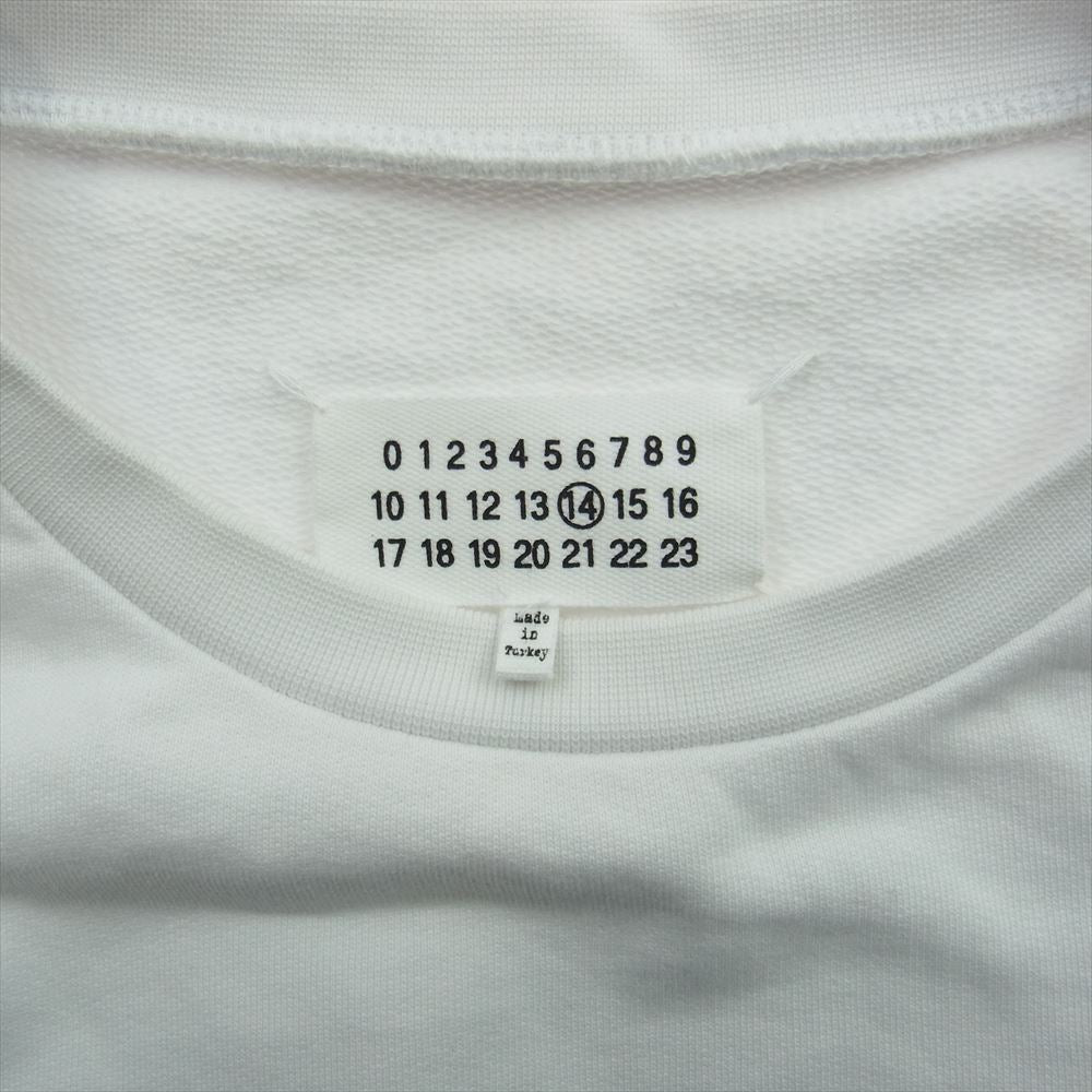 MAISON MARGIELA メゾンマルジェラ 18AW S50GU0074 14ライン ELBOW PATCHED CREW SWEAT SHIRT レザーエルボーパッチ スウェット トレーナー ホワイト ホワイト系 48【中古】