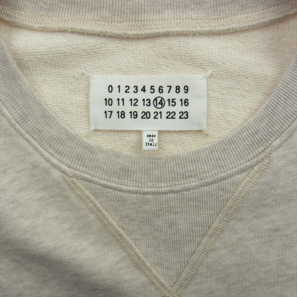 MAISON MARGIELA メゾンマルジェラ 16SS S50GU0027 14ライン ELBOW PATCHED CREW SWEAT SHIRT レザーエルボーパッチ スウェット トレーナー オフホワイト系 50【中古】