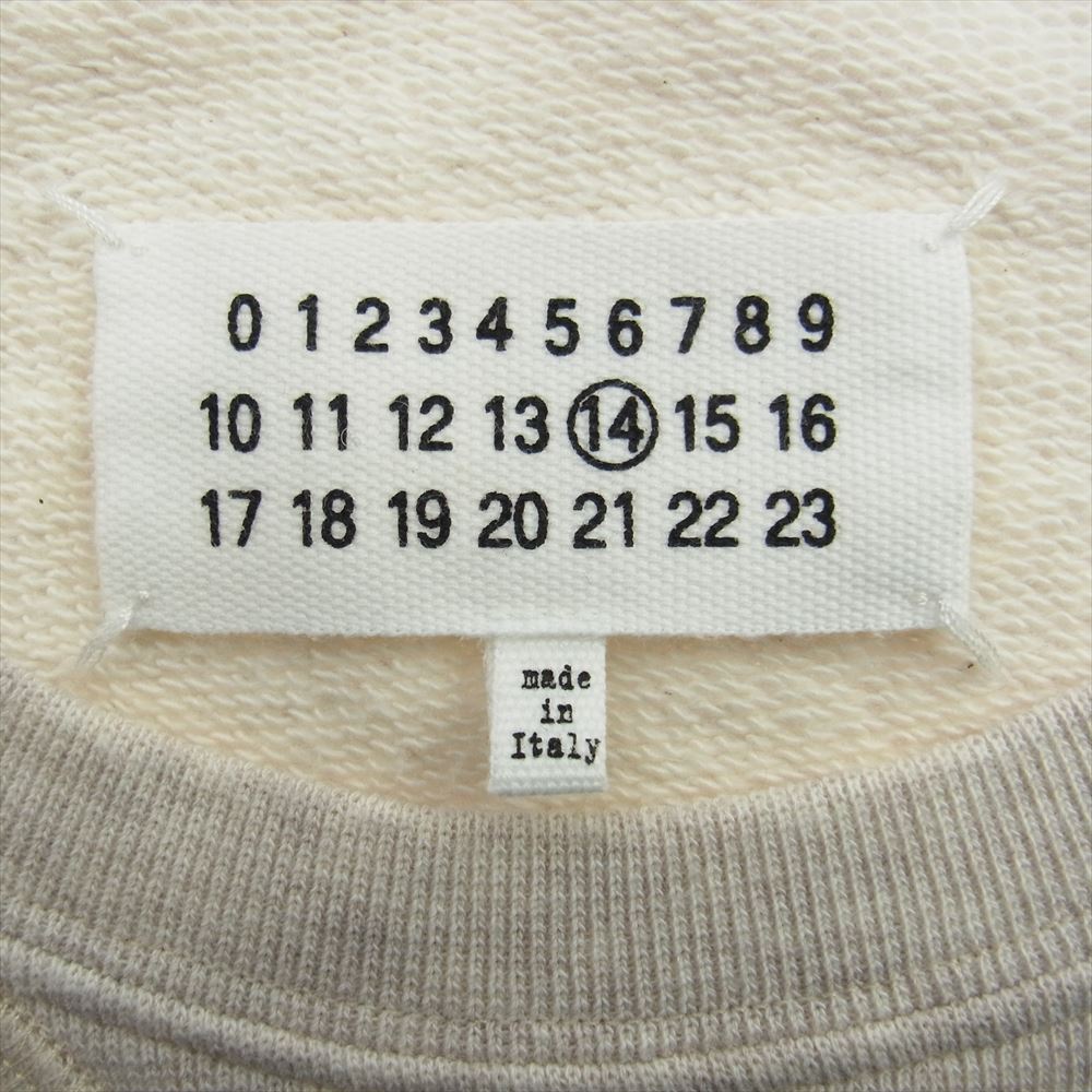 MAISON MARGIELA メゾンマルジェラ 16SS S50GU0027 14ライン ELBOW PATCHED CREW SWEAT SHIRT レザーエルボーパッチ スウェット トレーナー オフホワイト系 50【中古】