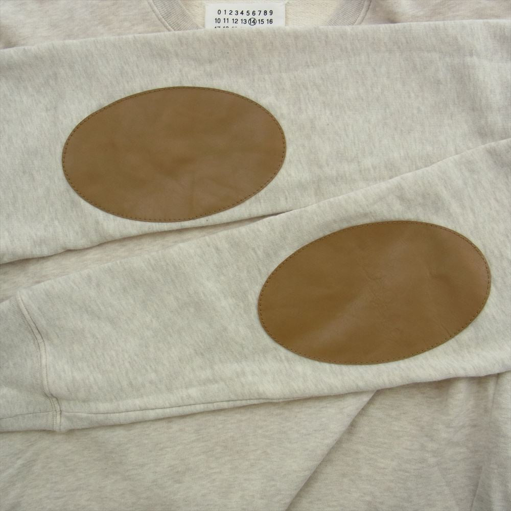 MAISON MARGIELA メゾンマルジェラ 16SS S50GU0027 14ライン ELBOW PATCHED CREW SWEAT SHIRT レザーエルボーパッチ スウェット トレーナー オフホワイト系 50【中古】