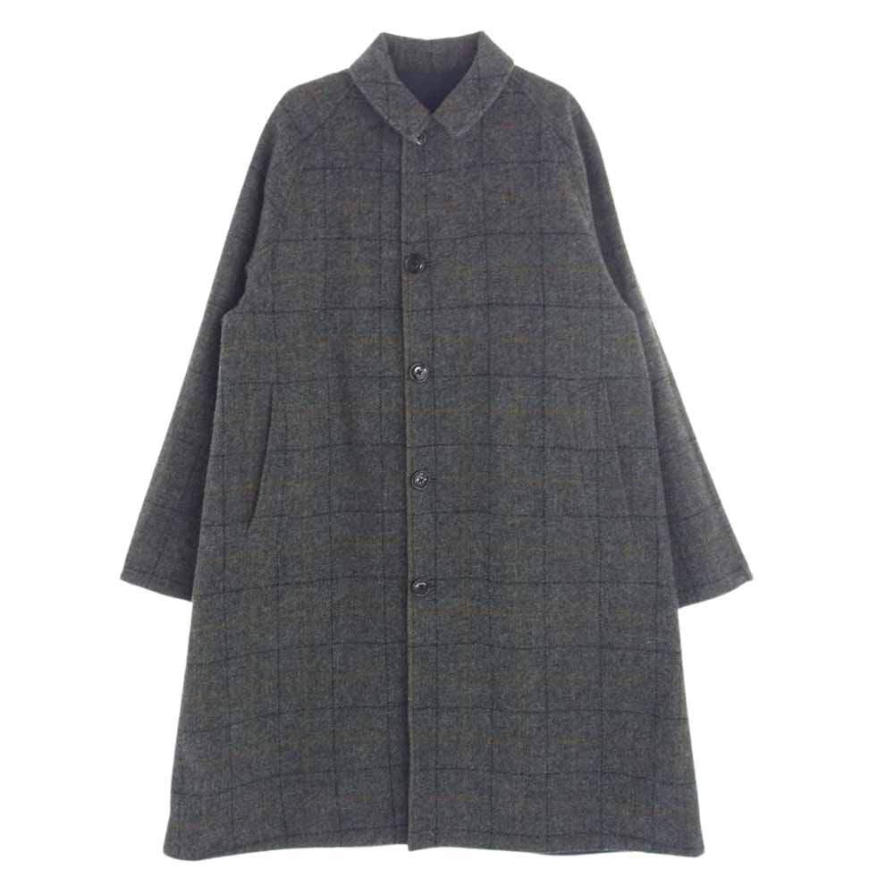 キャプテンサンシャイン KSSH7FCO01 TRAVELLER COAT ウールチェック リバーシブル トラベラー コート グレー系 ネイビー系 38【中古】