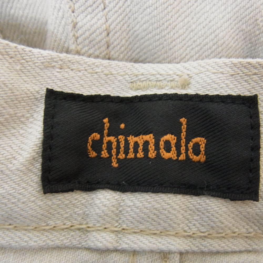 チマラ 日本製 フライボタン ペンキ加工 ペイント デニム パンツ ベージュ系 サイズ表記無【中古】