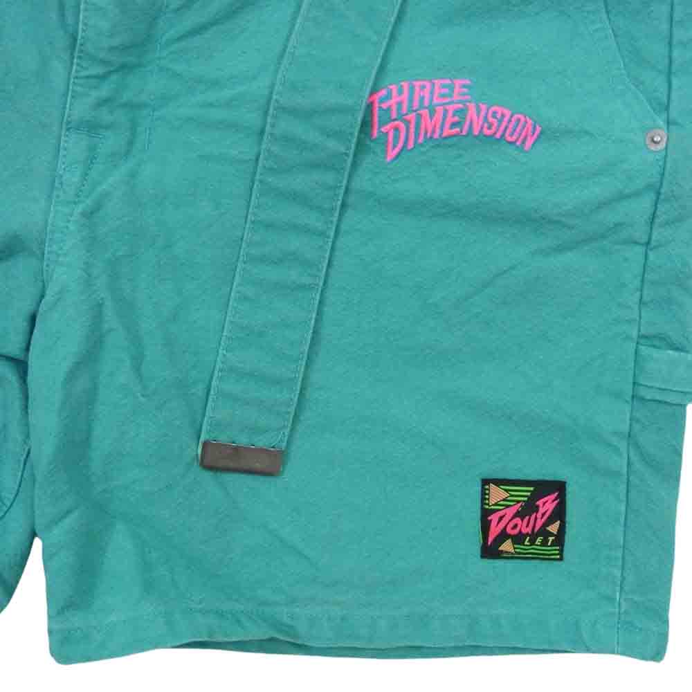 ダブレット 19SS 19SS31PT90 SILK DUCK SHORT PANTS ガチャベルト付き ショーツ ショートパンツ グリーン系 S【中古】