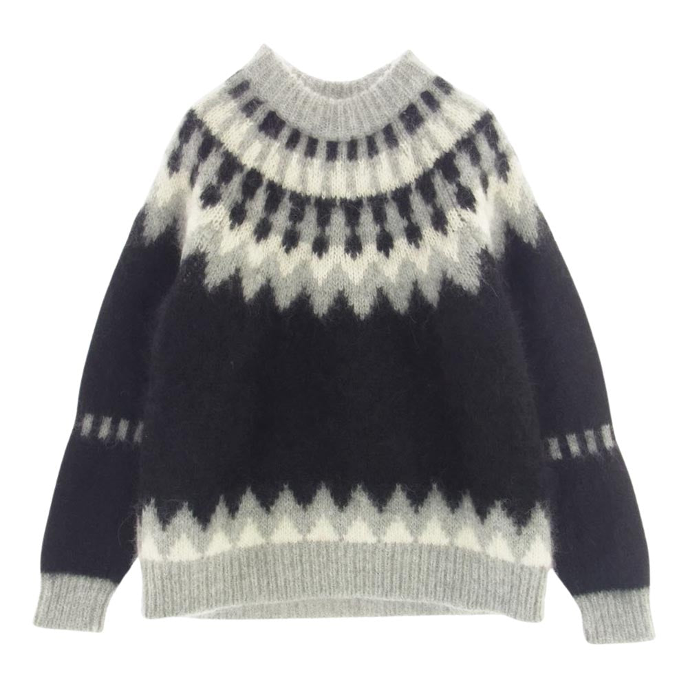 バトナー MOHAIR NORDIC CREW NECK モヘア モヘヤ ノルディック クルー ネック セーター ブラック・グレー 系 2【中古】