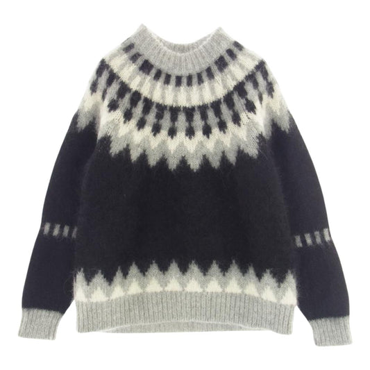 バトナー MOHAIR NORDIC CREW NECK モヘア モヘヤ ノルディック クルー ネック セーター ブラック・グレー 系 2【中古】