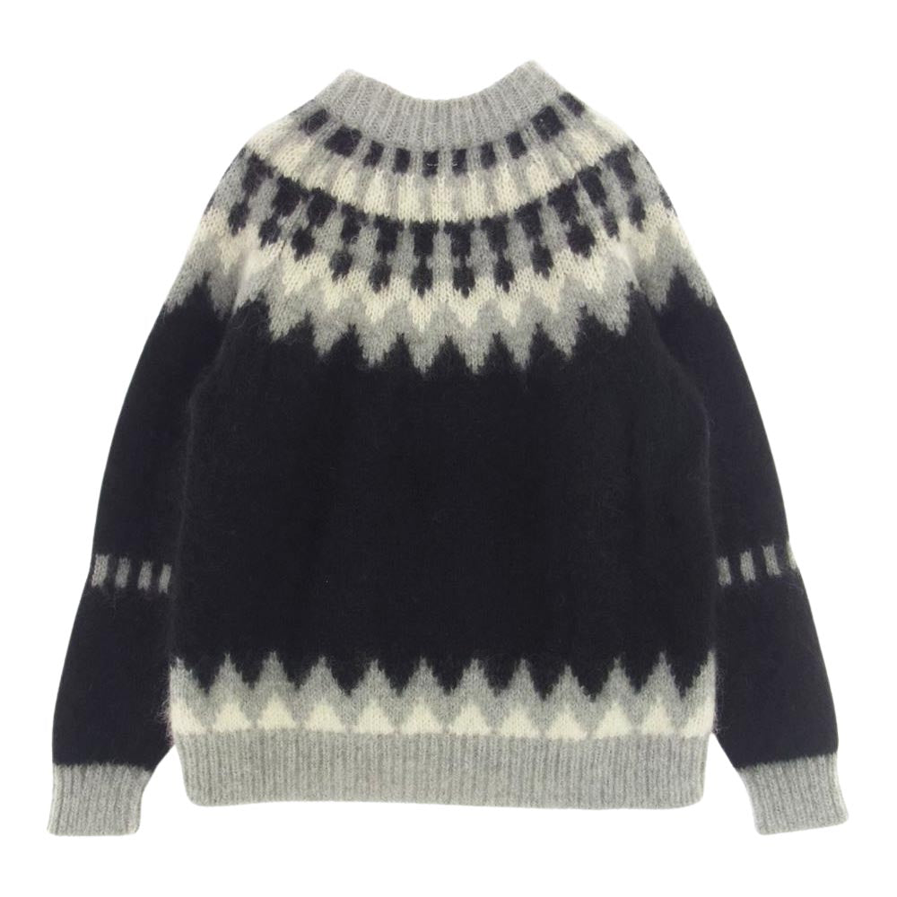 バトナー MOHAIR NORDIC CREW NECK モヘア モヘヤ ノルディック クルー ネック セーター ブラック・グレー 系 2【中古】