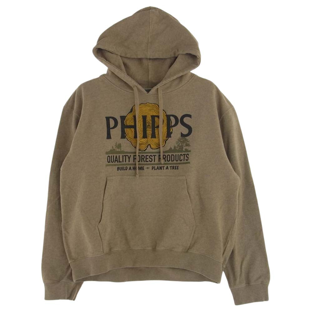 フィップス LUMBER LOGO HOODIE ロゴ フーディー パーカー ベージュ系 L【極上美品】【中古】