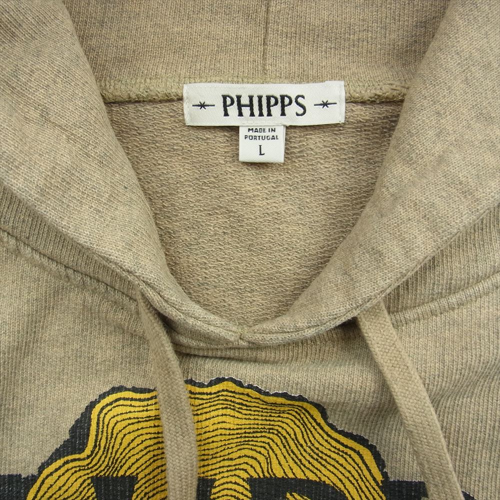 フィップス LUMBER LOGO HOODIE ロゴ フーディー パーカー ベージュ系 L【極上美品】【中古】