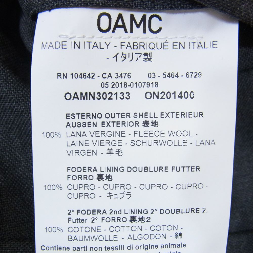 オーエーエムシー ファスナーデザイン ウール トラウザー パンツ グレー系 46【美品】【中古】