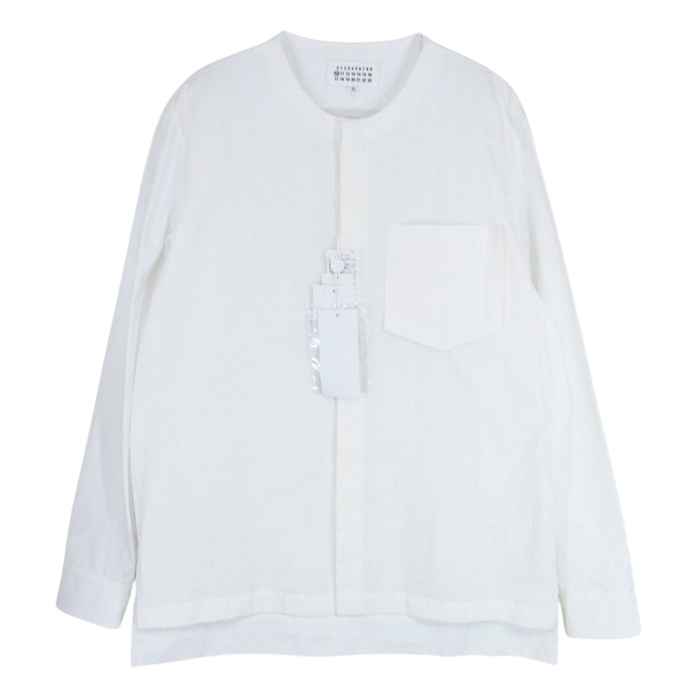 MAISON MARGIELA メゾンマルジェラ S30DL0465 10ライン collarless shirt jacket カラーレス ノーカラー シャツ ホワイト系 M【新古品】【未使用】【中古】