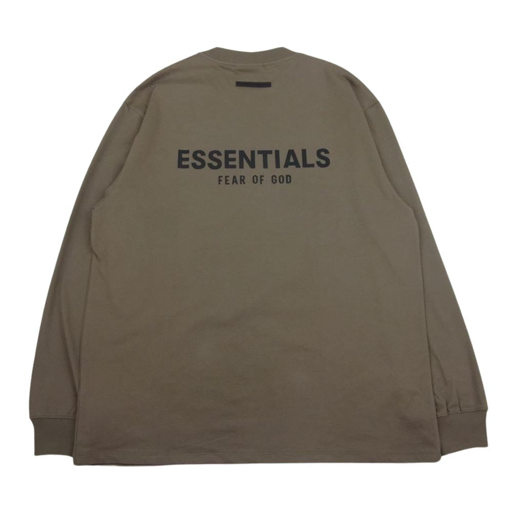 FEAR OF GOD フィアオブゴッド FOG ESSENTIALS エッセンシャルズ バック ラバーロゴ 長袖 Tシャツ ロンT カーキ系 XL【美品】【中古】