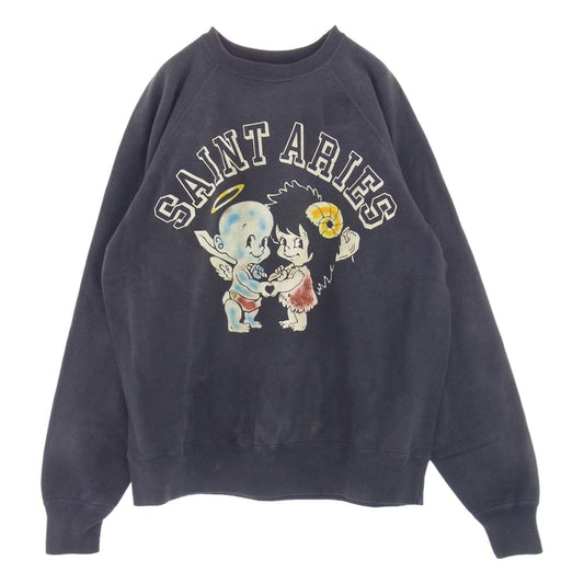 SAINT MICHAEL セントマイケル 23AW SM-A23-0000-C01 SAINT ARIES ARS CREW NECK SWEAT クルーネック プリント スウェット トレーナー ダークグレー系 XL【美品】【中古】