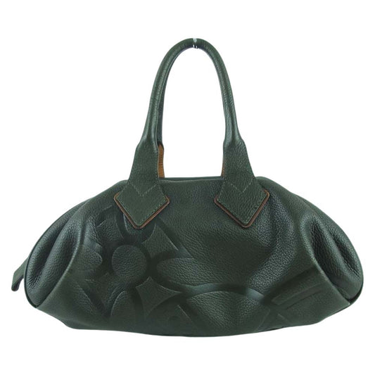Vivienne Westwood ヴィヴィアンウエストウッド オーブ型押し オールレザー ミニ ボストン バッグ ダークグリーン系【中古】