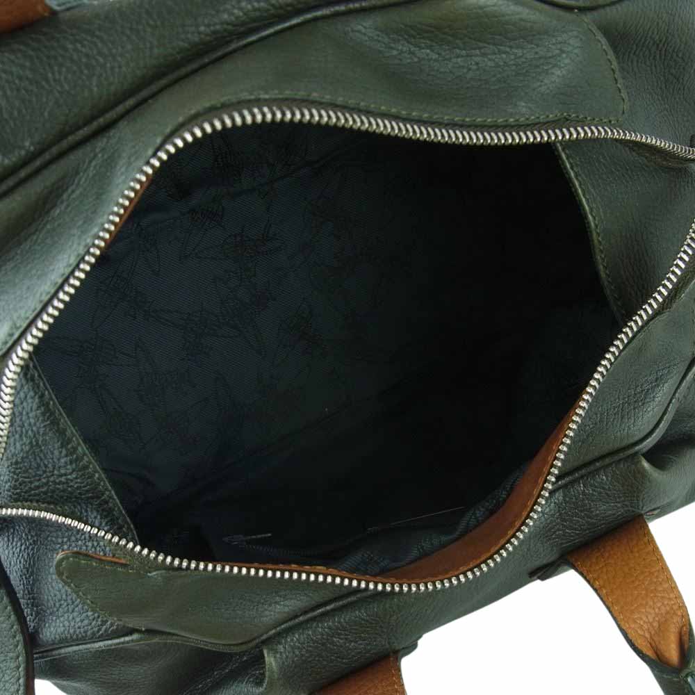 Vivienne Westwood ヴィヴィアンウエストウッド オーブ型押し オールレザー ミニ ボストン バッグ ダークグリーン系【中古】