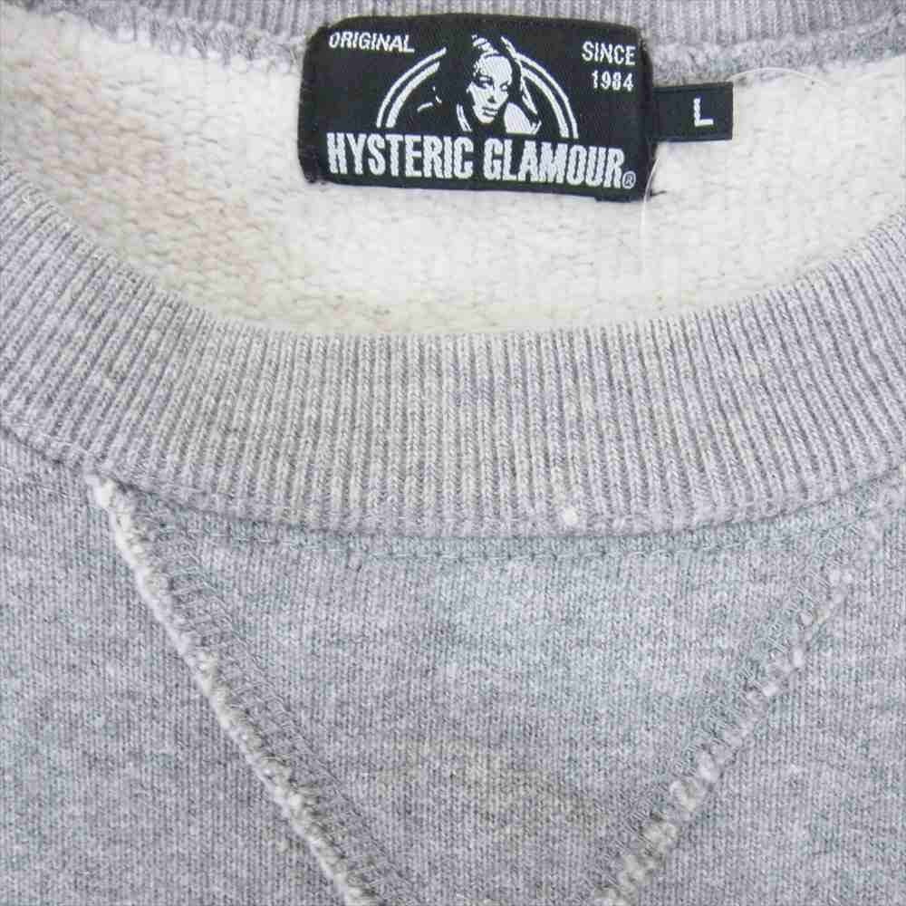 HYSTERIC GLAMOUR ヒステリックグラマー 0263CS14 MASSIVE GIRL マッシブガールプリント クルーネック スウェット トレーナー グレー系 L【中古】