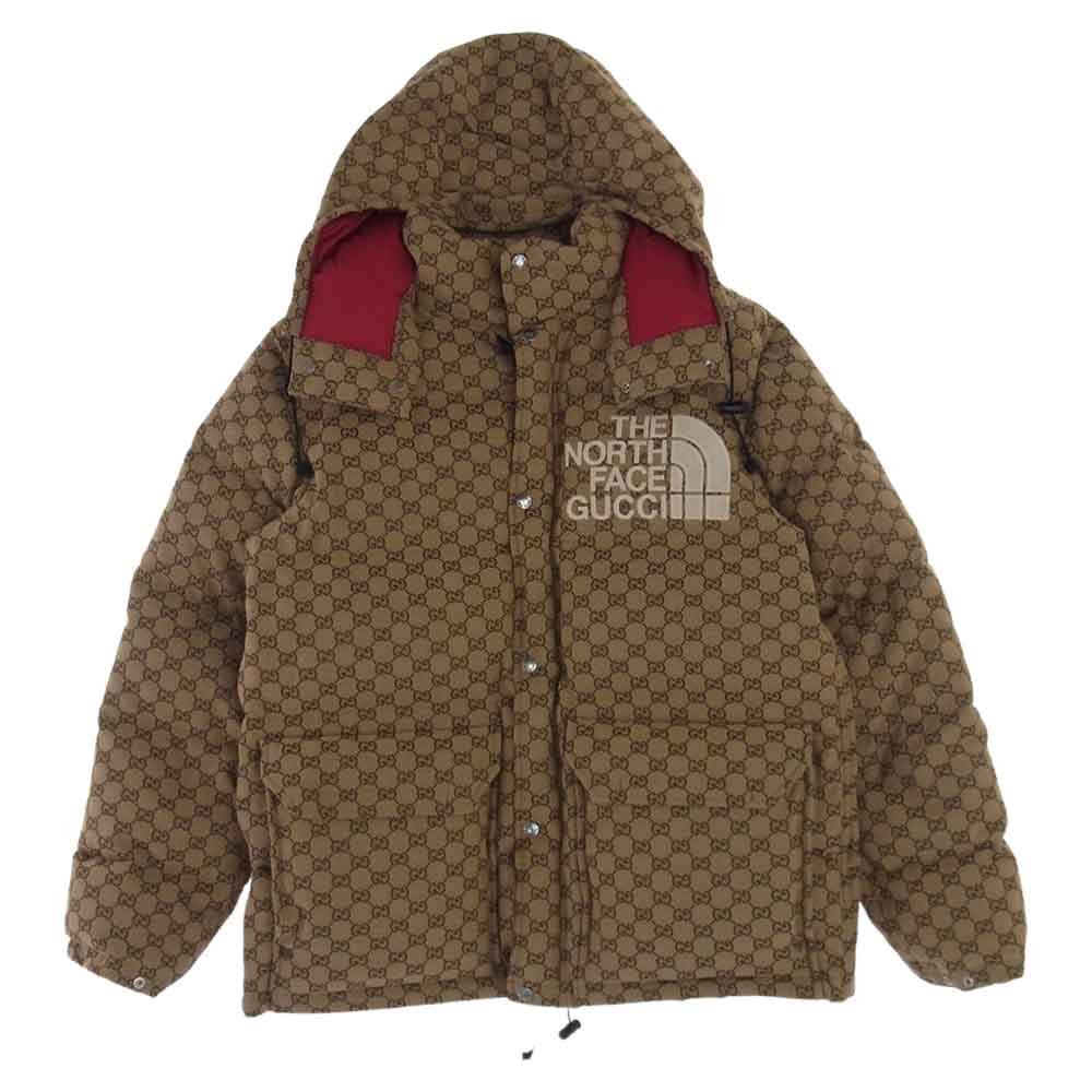 GUCCI グッチ THE NORTH FACE ノースフェイス 670766 GGキャンバス ダウンジャケット ライトブラウン系 XL【中古】