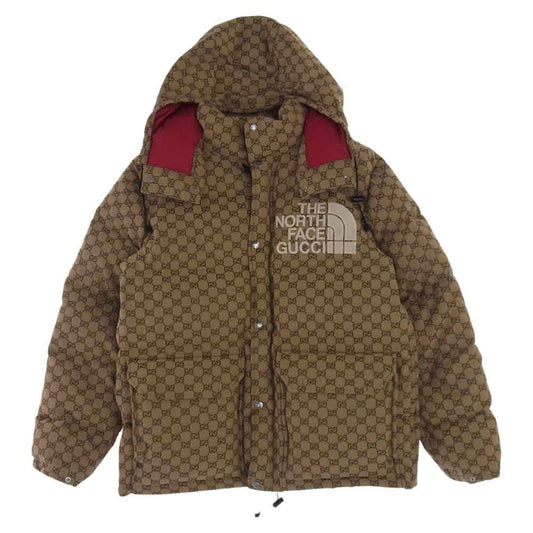 GUCCI グッチ THE NORTH FACE ノースフェイス 670766 GGキャンバス ダウンジャケット ライトブラウン系 XL【中古】