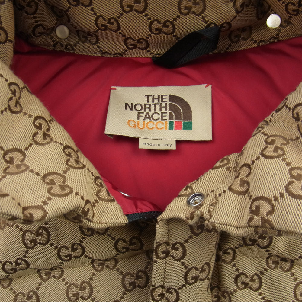 GUCCI グッチ THE NORTH FACE ノースフェイス 670766 GGキャンバス ダウンジャケット ライトブラウン系 XL【中古】