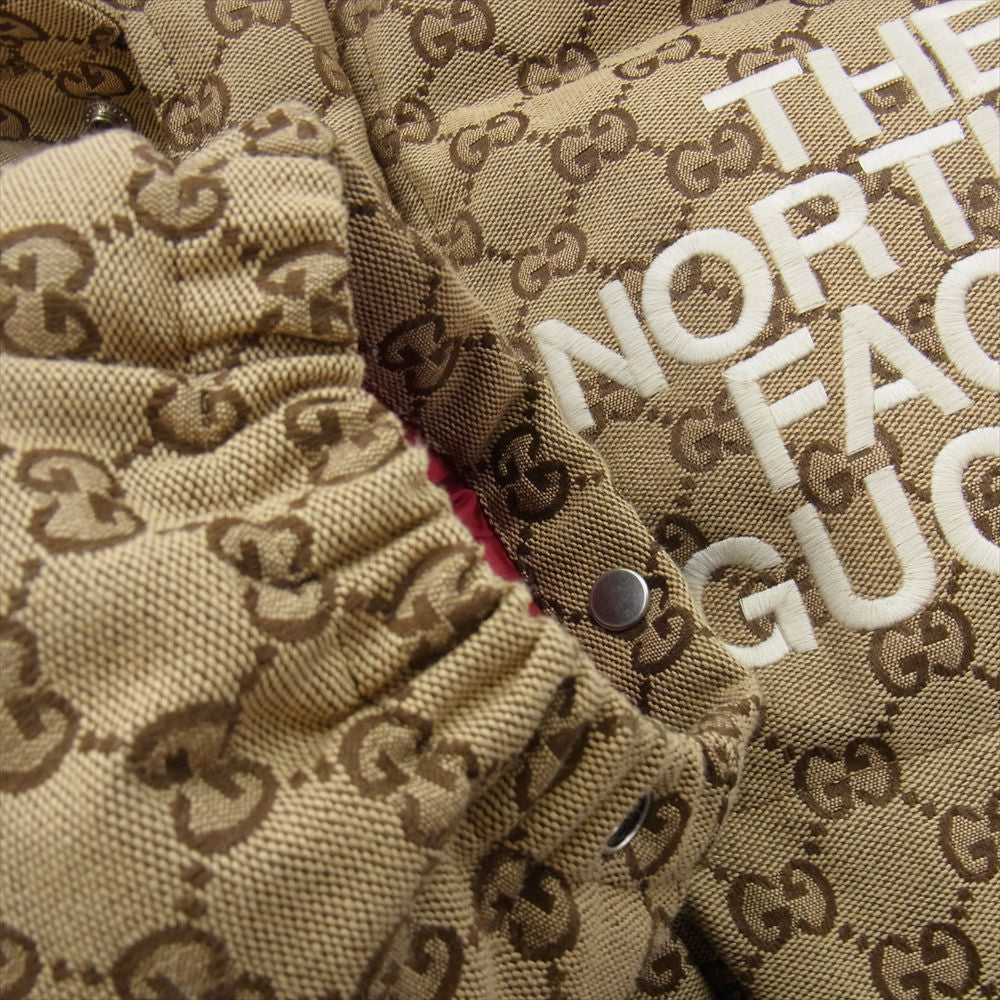 GUCCI グッチ THE NORTH FACE ノースフェイス 670766 GGキャンバス ダウンジャケット ライトブラウン系 XL【中古】