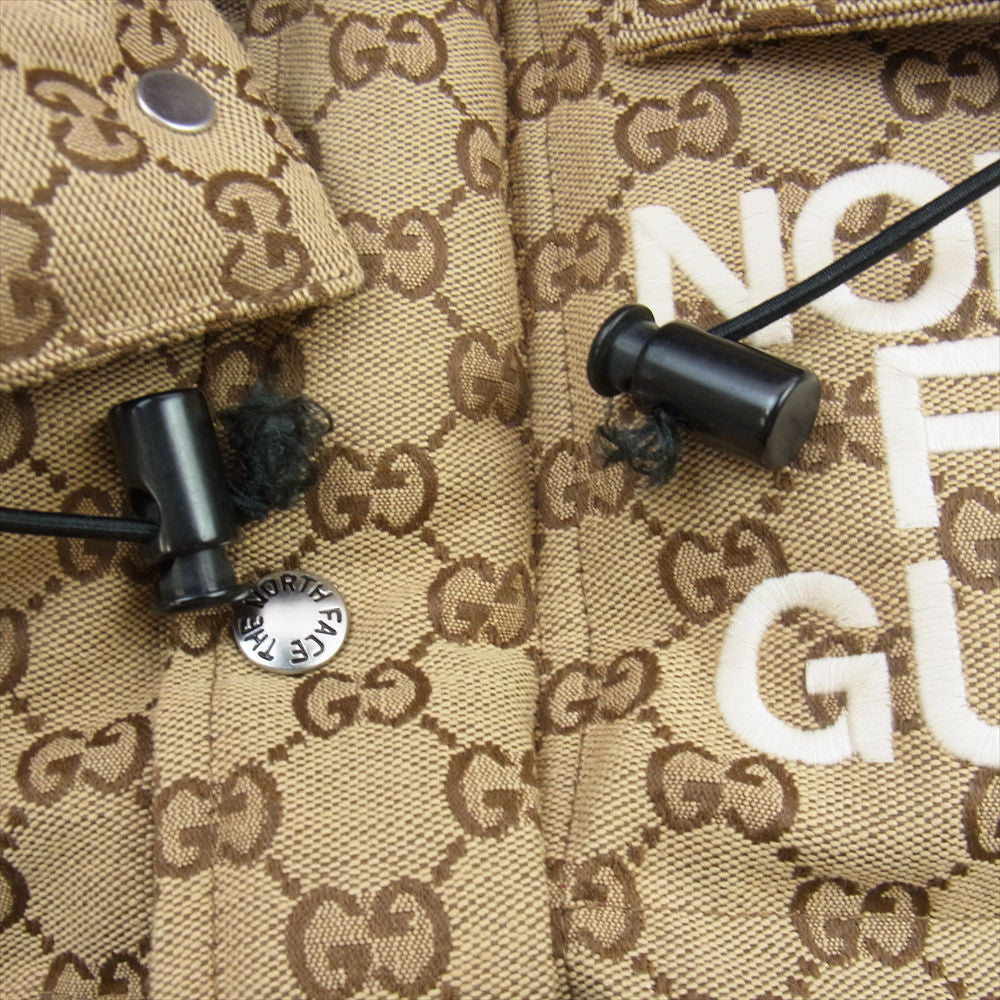 GUCCI グッチ THE NORTH FACE ノースフェイス 670766 GGキャンバス ダウンジャケット ライトブラウン系 XL【中古】