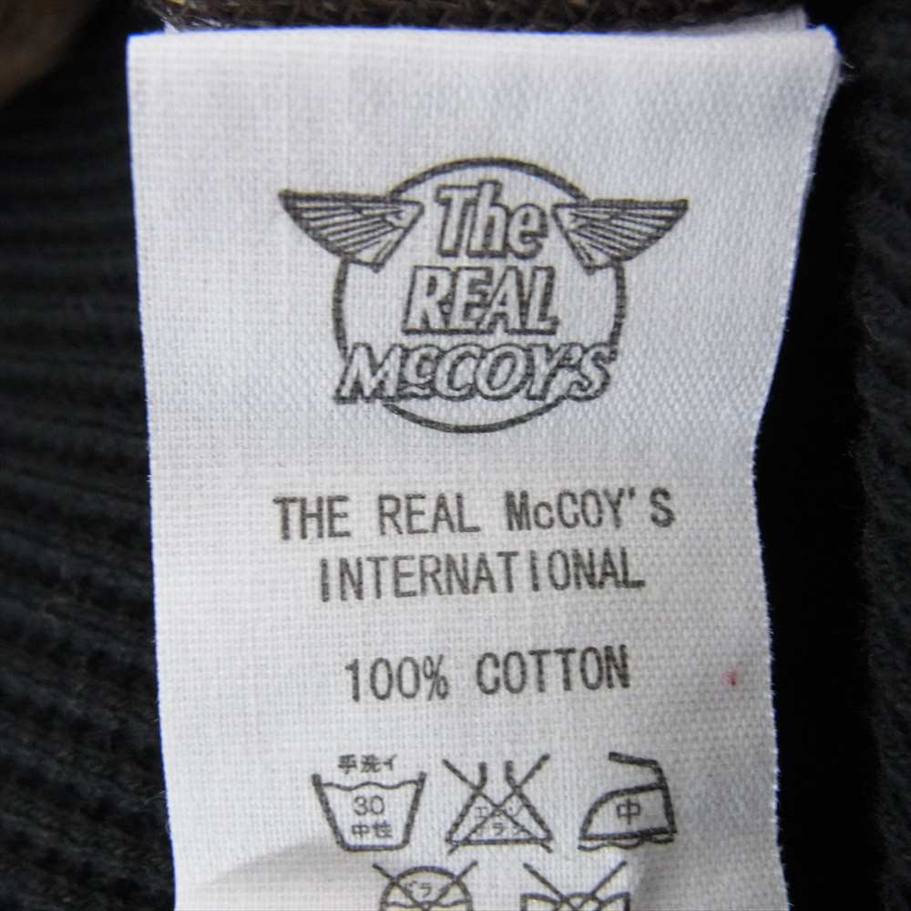 The REAL McCOY'S ザリアルマッコイズ BALL PARK THERMAL SHIRT ワッフル サーマル シャツ 長袖 Tシャツ ブラック系 M【美品】【中古】