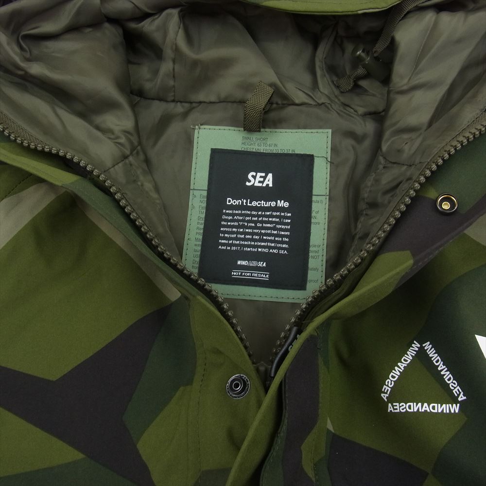 WIND AND SEA ウィンダンシー Ecwcs Waterproof Parka Camo エクワックス ウォータープルーフ 撥水 マウンテンパーカ カモ カーキ系 S【新古品】【未使用】【中古】